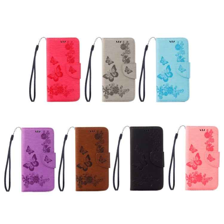 For  iPhone 8 & 7   Pressed Flowers Butterfly Pattern Horizontal Flip Leather Case with Holder & Card Slots & Wallet