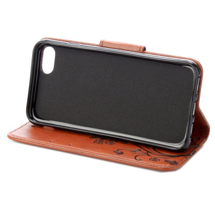 For  iPhone 8 & 7  Pressed Flowers Horizontal Flip Leather Case with Holder & Card Slots & Wallet