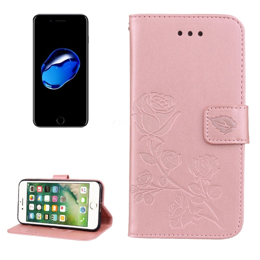 Fro  iPhone 8 & 7  Roses Pressed Flowers Pattern Flip Leather Case with Holder & Card Slots & Wallet