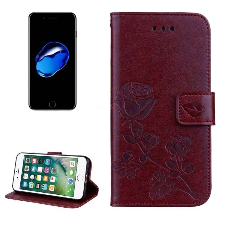 Fro  iPhone 8 & 7  Roses Pressed Flowers Pattern Flip Leather Case with Holder & Card Slots & Wallet