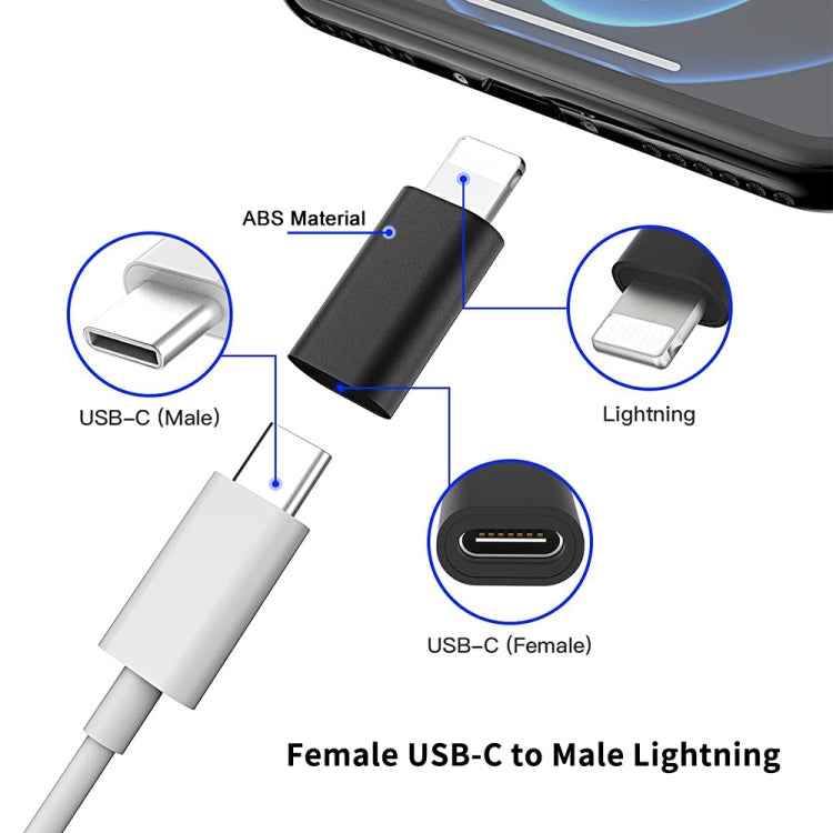 ENKAY Hat-Prince HC-6 Mini ABS USB-C / Type-C 3.1 to 8 Pin Port Connector Adapter(White)