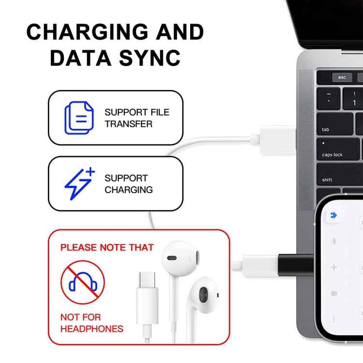 ENKAY Hat-Prince HC-6 Mini ABS USB-C / Type-C 3.1 to 8 Pin Port Connector Adapter(White)