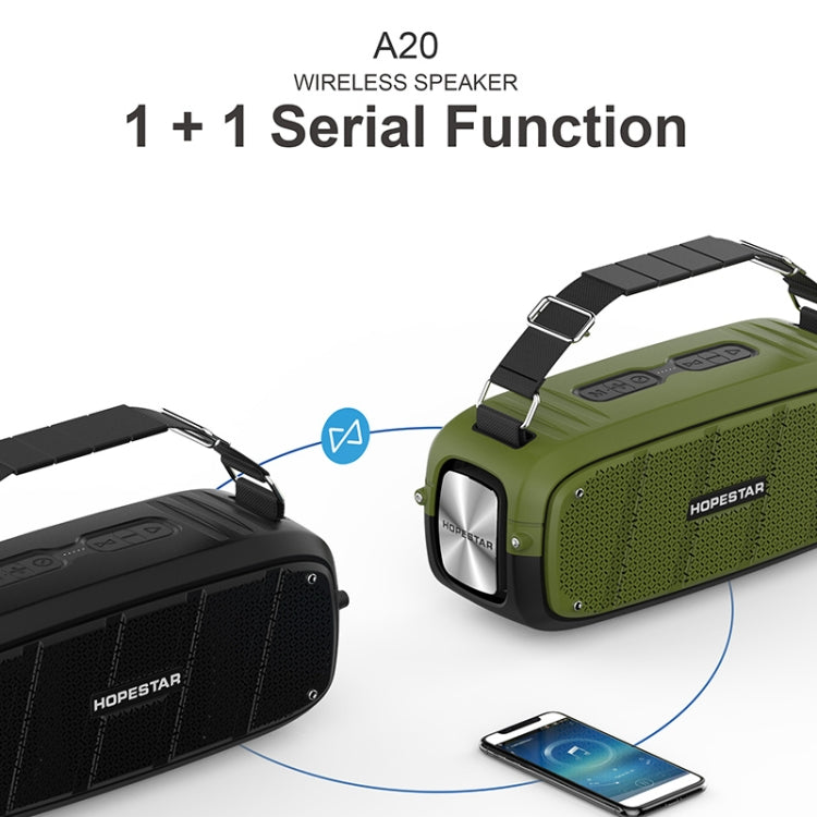HOPESTAR A20 Pro TWS Portable Outdoor Waterproof Subwoofer Bluetooth Speaker with Microphone, Support Power Bank & Hands-free Call & U Disk & TF Card & 3.5mm AUX, A20 Pro Red, A20 Pro Yellow, A20 Pro Black, A20 Pro Green, A20 Pro Blue