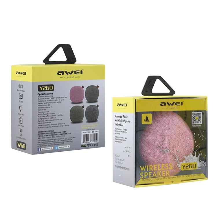 awei Y260 Mini Portable Wireless Bluetooth Speaker IPX4 Waterproof, Built-in Mic, Support TF Card