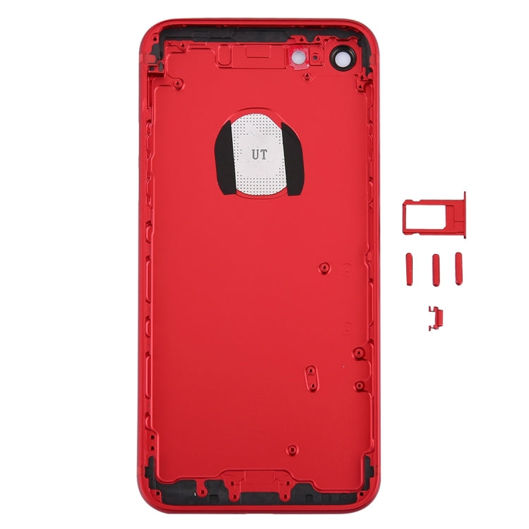 6 in 1 for iPhone 7 (Back Cover (With Camera Lens) + Card Tray + Volume Control Key + Power Button + Mute Switch Vibrator Key + Sign) Full Assembly Housing Cover, For iPhone 7(Assembly), For iPhone 7 (Red White), For iPhone 7 (Red Black)