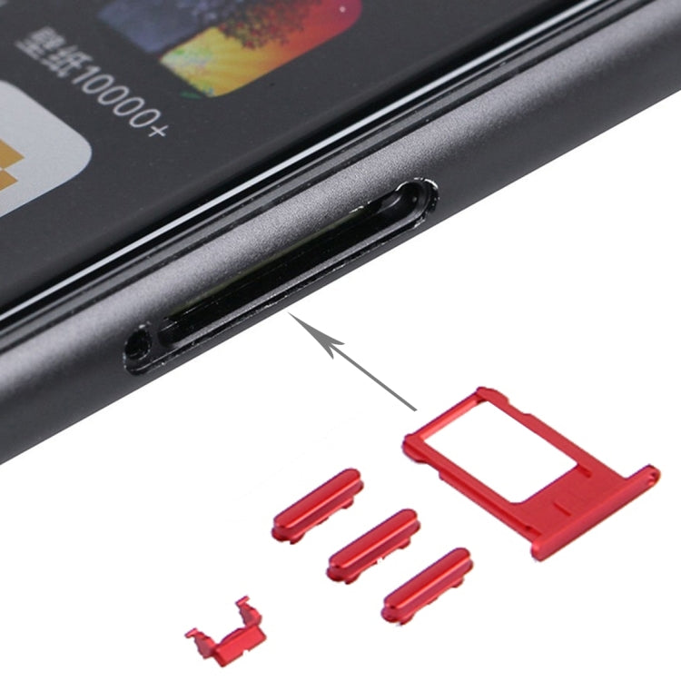 6 in 1 for iPhone 7 (Back Cover (With Camera Lens) + Card Tray + Volume Control Key + Power Button + Mute Switch Vibrator Key + Sign) Full Assembly Housing Cover, For iPhone 7(Assembly), For iPhone 7 (Red White), For iPhone 7 (Red Black)