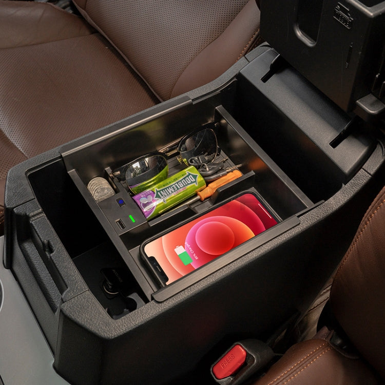 Multi-function Car Wireless Charger Rack Storage Box for Toyota Tacoma 2016-2021, Left Driving, For Toyota Tacoma 2016-2021