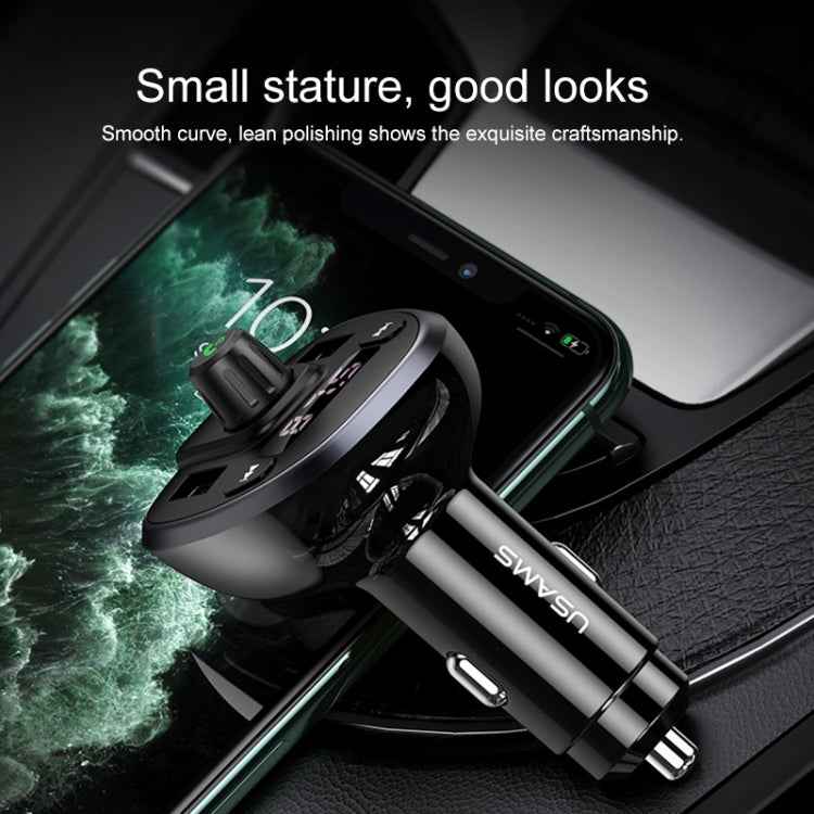 USAMS US-CC115 C21 Dual USB 3.4A Digital Display Wireless FM Car Charger