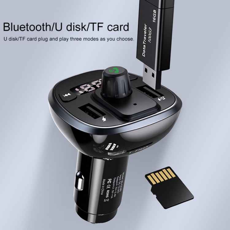 USAMS US-CC115 C21 Dual USB 3.4A Digital Display Wireless FM Car Charger