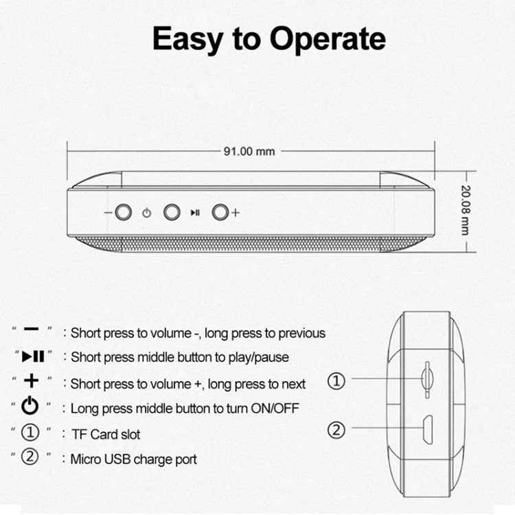 BT209 Outdoor Portable Ultra-thin Mini Wireless Bluetooth Speaker, Support TF Card & Hands-free Calling