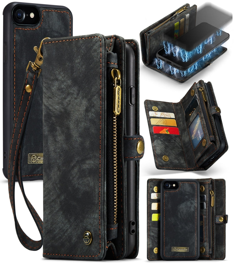 CaseMe for  iPhone 8 & 7  Multifunctional Leather Billfold with Detachable Magnetic PC Back Protective Case & Holder & 10 Card Slots & 3 Cash Slots & 1 Zipper Wallet & 2 Photo Frames & 3 Magnetic Clasps, For 8 & 7, For iPhone 8 & 7