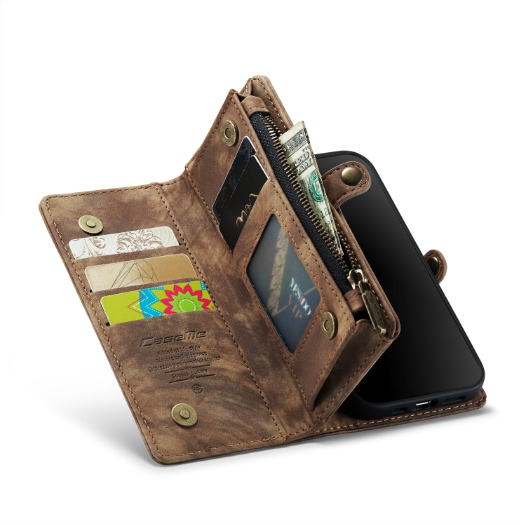 CaseMe for  iPhone 8 & 7  Multifunctional Leather Billfold with Detachable Magnetic PC Back Protective Case & Holder & 10 Card Slots & 3 Cash Slots & 1 Zipper Wallet & 2 Photo Frames & 3 Magnetic Clasps, For 8 & 7, For iPhone 8 & 7
