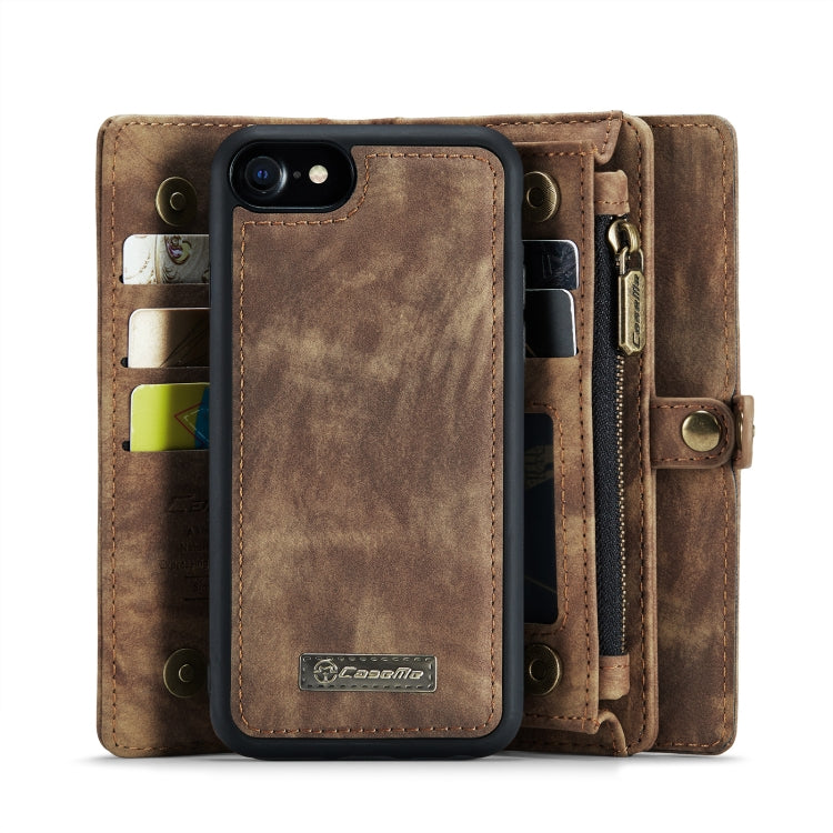 CaseMe for  iPhone 8 & 7  Multifunctional Leather Billfold with Detachable Magnetic PC Back Protective Case & Holder & 10 Card Slots & 3 Cash Slots & 1 Zipper Wallet & 2 Photo Frames & 3 Magnetic Clasps, For 8 & 7, For iPhone 8 & 7