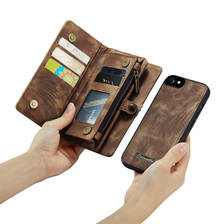 CaseMe for  iPhone 8 & 7  Multifunctional Leather Billfold with Detachable Magnetic PC Back Protective Case & Holder & 10 Card Slots & 3 Cash Slots & 1 Zipper Wallet & 2 Photo Frames & 3 Magnetic Clasps, For 8 & 7, For iPhone 8 & 7