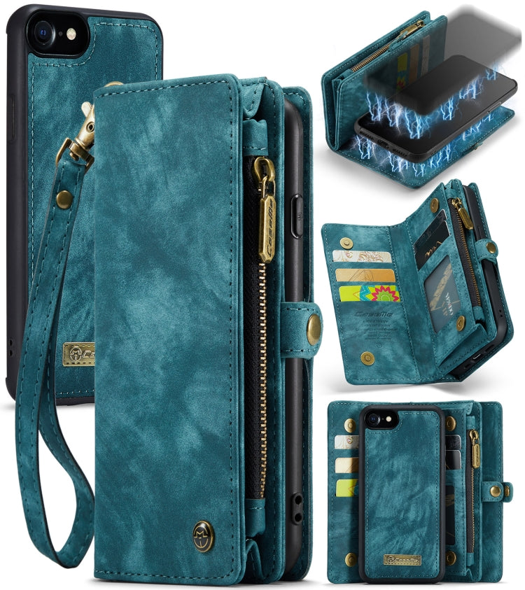 CaseMe for  iPhone 8 & 7  Multifunctional Leather Billfold with Detachable Magnetic PC Back Protective Case & Holder & 10 Card Slots & 3 Cash Slots & 1 Zipper Wallet & 2 Photo Frames & 3 Magnetic Clasps, For 8 & 7, For iPhone 8 & 7