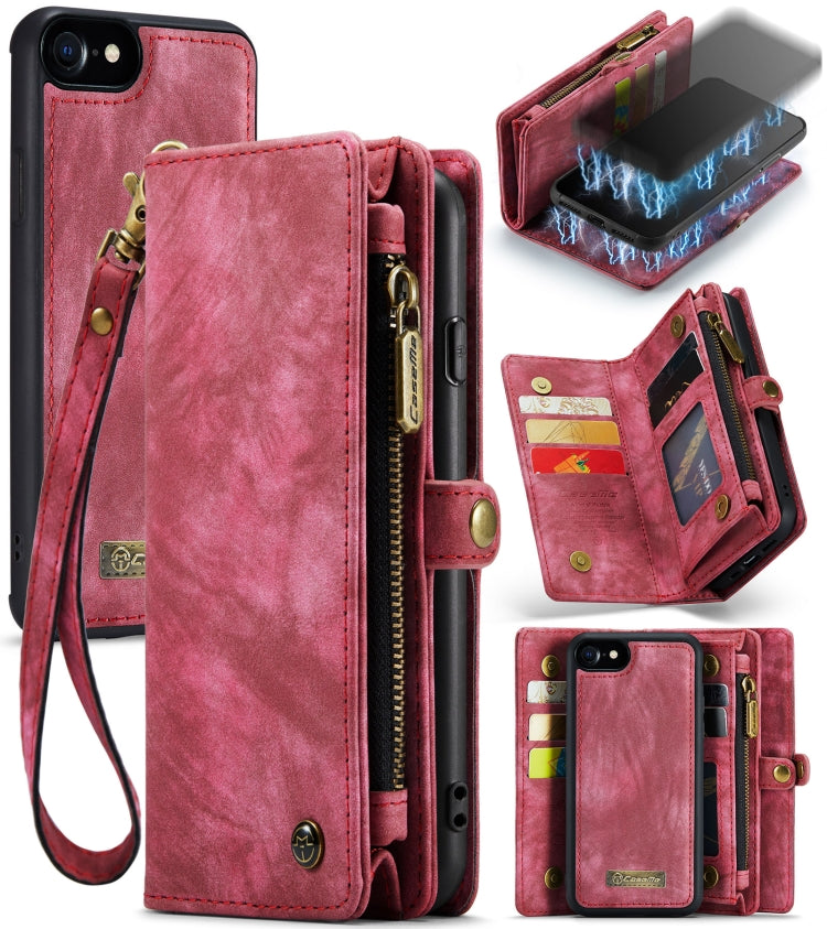 CaseMe for  iPhone 8 & 7  Multifunctional Leather Billfold with Detachable Magnetic PC Back Protective Case & Holder & 10 Card Slots & 3 Cash Slots & 1 Zipper Wallet & 2 Photo Frames & 3 Magnetic Clasps, For 8 & 7, For iPhone 8 & 7