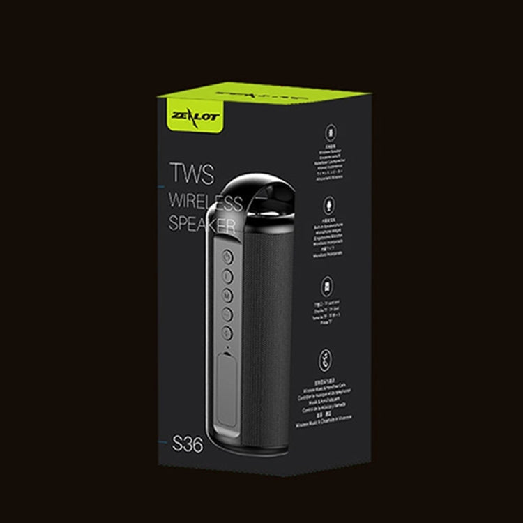 ZEALOT S36 Portable Heavy Bass Wireless Bluetooth Speaker with Built-in Mic, Support Hands-Free Call & TF Card & AUX