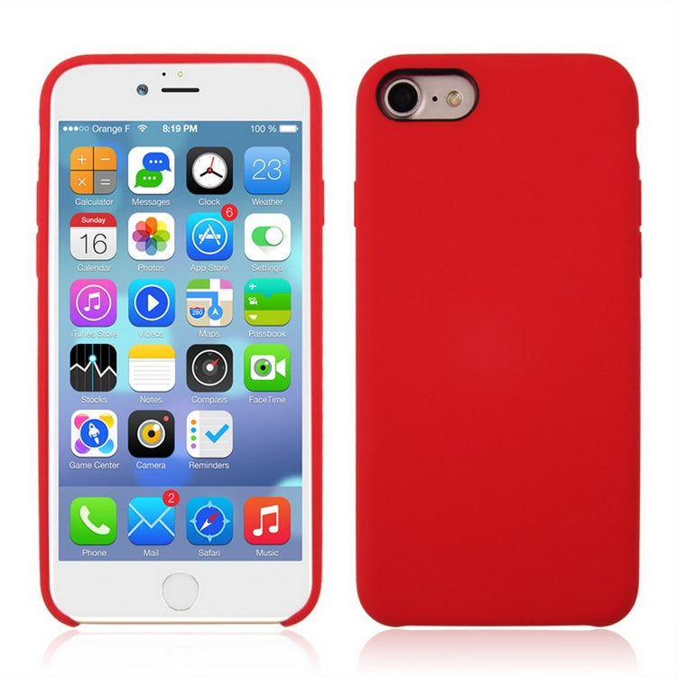 For iPhone 8 & 7 Pure Color Liquid Silicone + PC Shockproof Defender Case