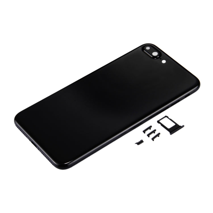 6 in 1 for iPhone 7 Plus (Back Cover + Card Tray + Volume Control Key + Power Button + Mute Switch Vibrator Key + Sign) Full Assembly Housing Cover (Jet Black), For iPhone 7 Plus Jet Black