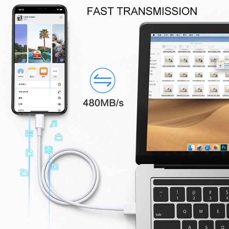8 Pin to USB 2.0 Sync Data / Charging Cable, Cable Length: 1m