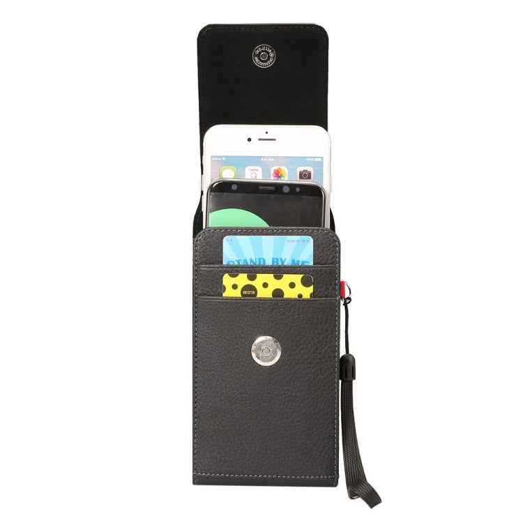 Universal Litchi Texture Vertical Flip Upright Lattice PU Leather Case / Waist Bag with Back Splint & Card Slots & Lanyard for iPhone 8 Plus & 7 Plus  , Galaxy Note 8 / S8 Plus / S9+, Huawei Mate 8