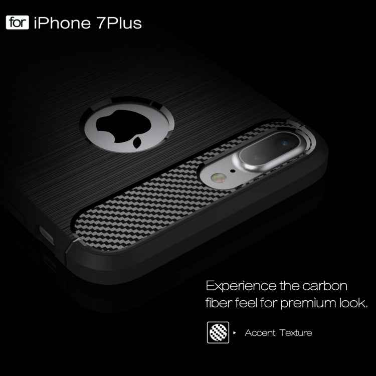 For iPhone 7 Plus Brushed Texture Fiber TPU Rugged Armor Protective Case