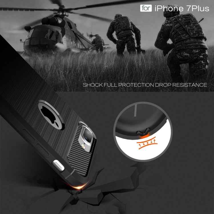 For iPhone 7 Plus Brushed Texture Fiber TPU Rugged Armor Protective Case