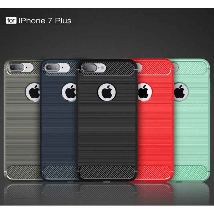 For iPhone 7 Plus Brushed Texture Fiber TPU Rugged Armor Protective Case