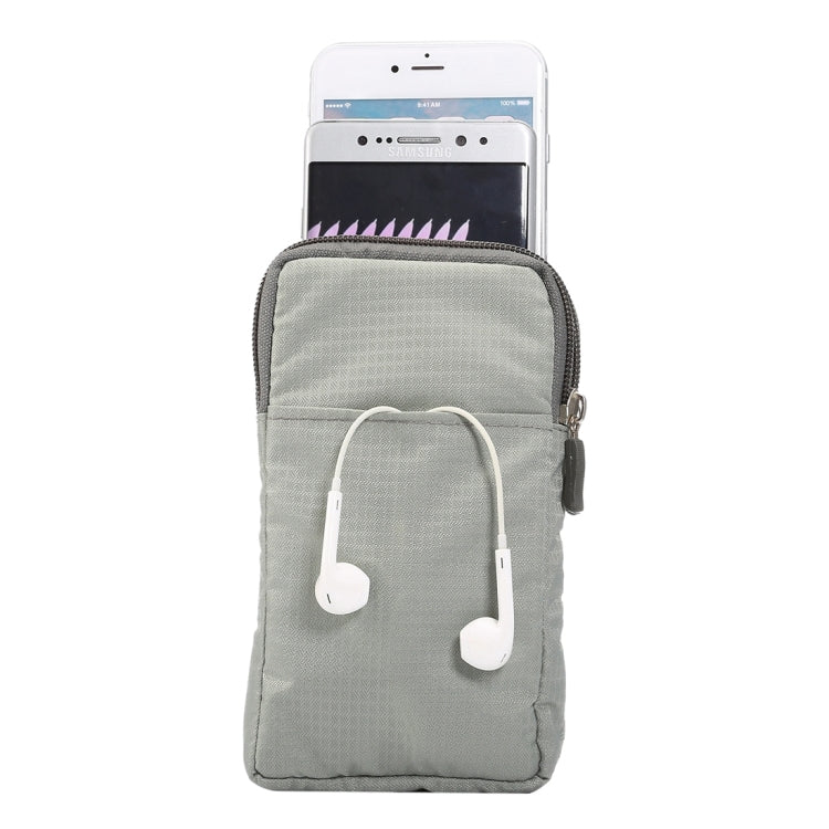 Universal Multi-function Plaid Texture Double Layer Zipper Sports Waist Bag / Shoulder Bag for iPhone X  & 7 & 7 Plus / Galaxy S9+ / S8+ / Note 8 / Sony Xperia Z5 / Huawei Mate 8, Size: 16.5 x 9.0 x 3.0cm