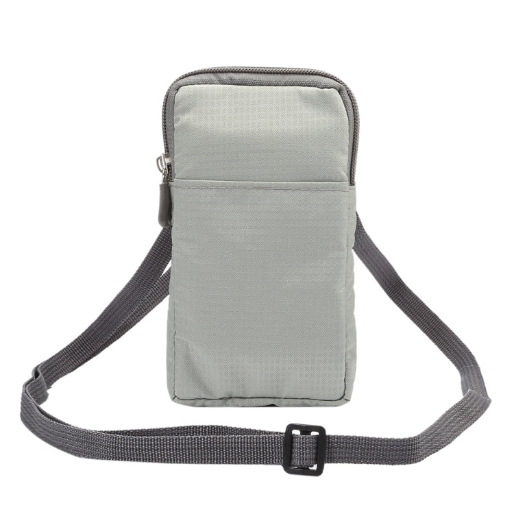 Universal Multi-function Plaid Texture Double Layer Zipper Sports Waist Bag / Shoulder Bag for iPhone X  & 7 & 7 Plus / Galaxy S9+ / S8+ / Note 8 / Sony Xperia Z5 / Huawei Mate 8, Size: 16.5 x 9.0 x 3.0cm