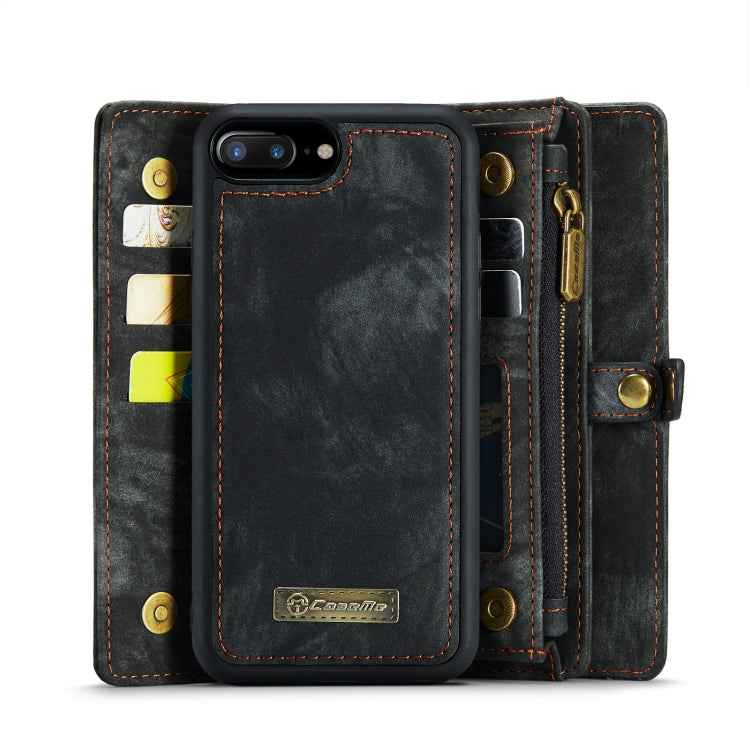 CaseMe for iPhone 8 Plus & 7 Plus   Multifunctional Leather Billfold with Detachable Magnetic PC Back Protective Case & Holder & 11 Card Slots & 3 Cash Slots & 1 Zipper Wallet & 2 Photo Frames & 3 Magnetic Clasps