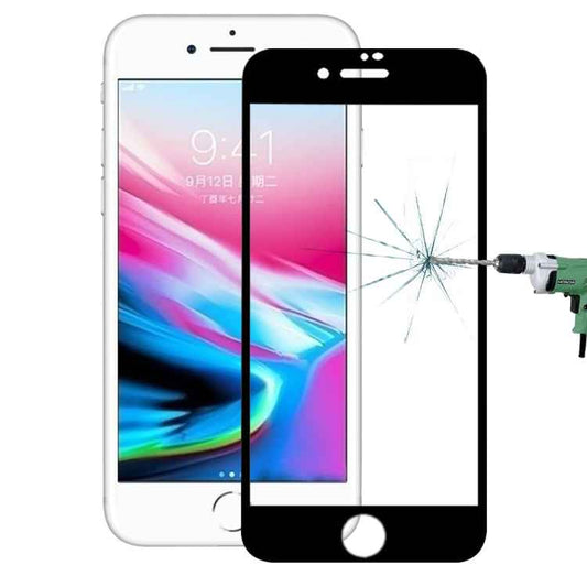 For iPhone 8 / 7 0.26mm 9H Surface Hardness 3D Explosion-proof Full Screen Carbon Fiber Soft Edges Tempered Glass Screen Film