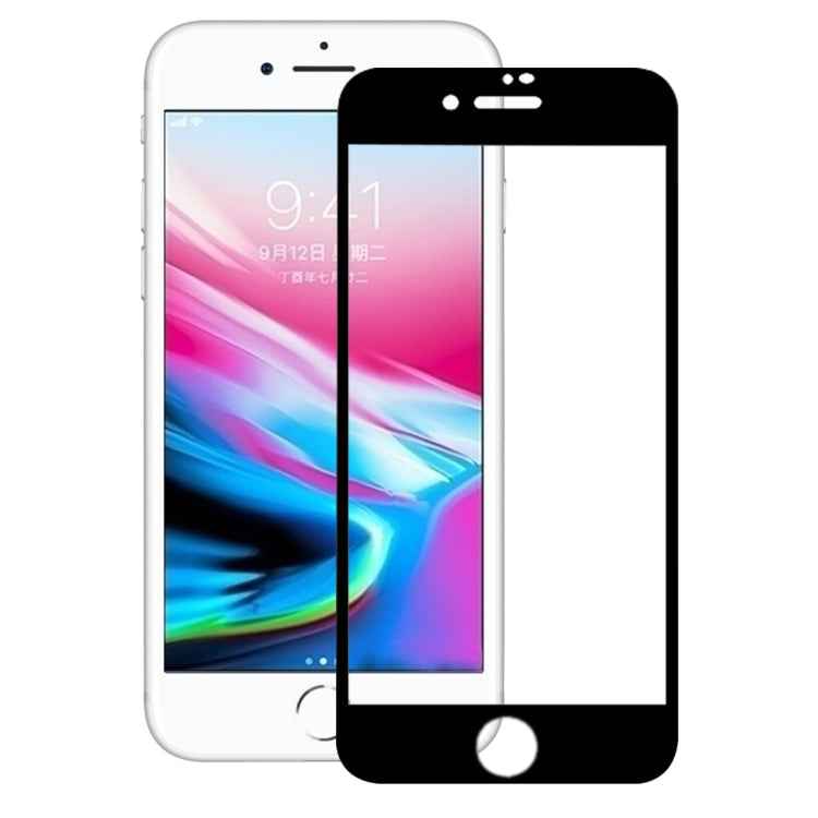 For iPhone 8 / 7 0.26mm 9H Surface Hardness 3D Explosion-proof Full Screen Carbon Fiber Soft Edges Tempered Glass Screen Film