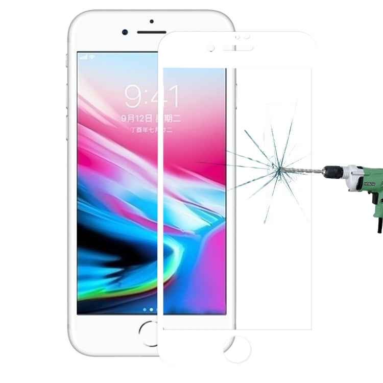 For iPhone 8 / 7 0.26mm 9H Surface Hardness 3D Explosion-proof Full Screen Carbon Fiber Soft Edges Tempered Glass Screen Film