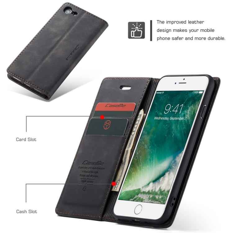 CaseMe-013 Multifunctional Retro Frosted Horizontal Flip Leather Case for iPhone 7 / 8, with Card Slot & Holder & Wallet