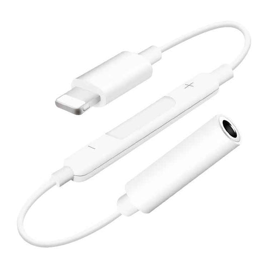 8 Pin Male to 3.5mm Female Headphone Jack Wire Control Bluetooth Audio Adapter, Support Music, Calls, Volume Control