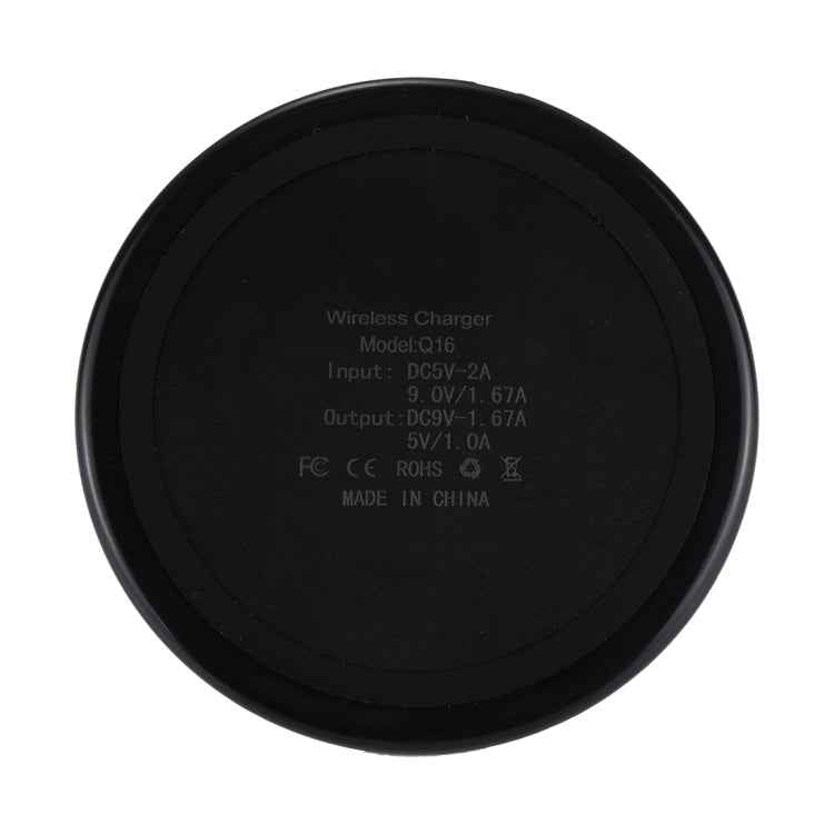 DC 9V 1.67A / 5V 1A Universal Round Shape Qi Standard Fast Wireless Charger with Indicator Light