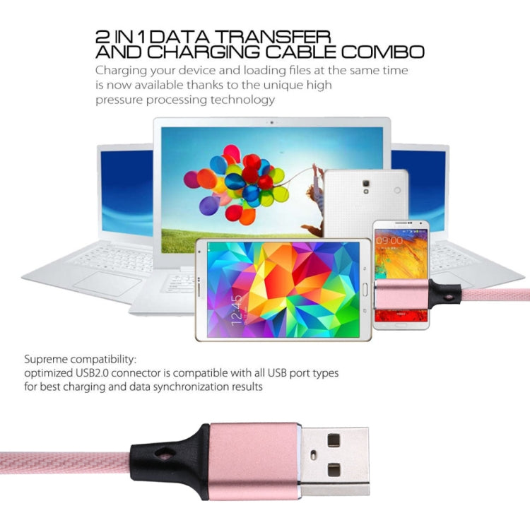 1m 2A USB to 8 Pin Nylon Weave Style Data Sync Charging Cable, 8 Pin Pink, 8 Pin Blue, 8 Pin Red, 8 Pin White