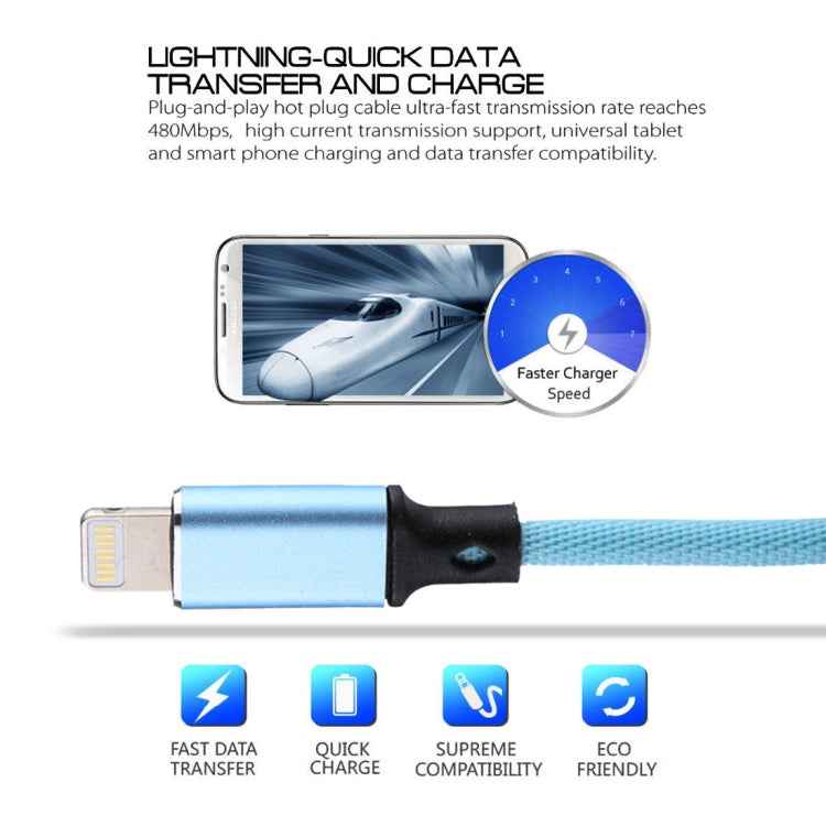 1m 2A USB to 8 Pin Nylon Weave Style Data Sync Charging Cable