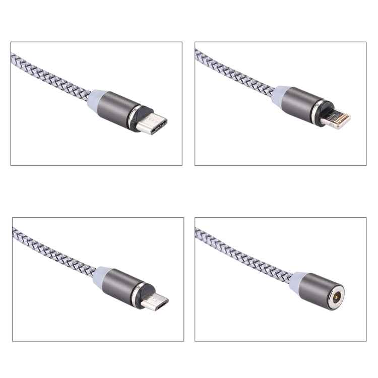 1.05m 8 Pin + Micro USB + USB-C / Type-C to USB Weave Data Sync Charging Cable with LED Indicator