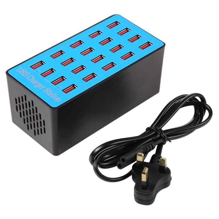 WLX-A5+ 100W 20 USB Ports Charger Station Automatically Assigned Smart Charger with Power LED Indicator, EU Plug