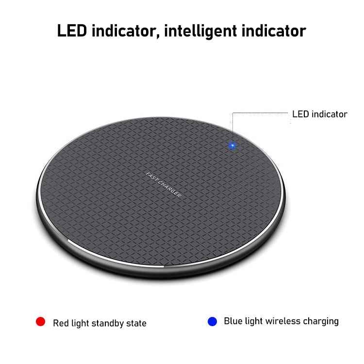 K8 15W Aluminum Alloy Round Desktop Wireless Charger with 1m Type-C Fast Charging Cable