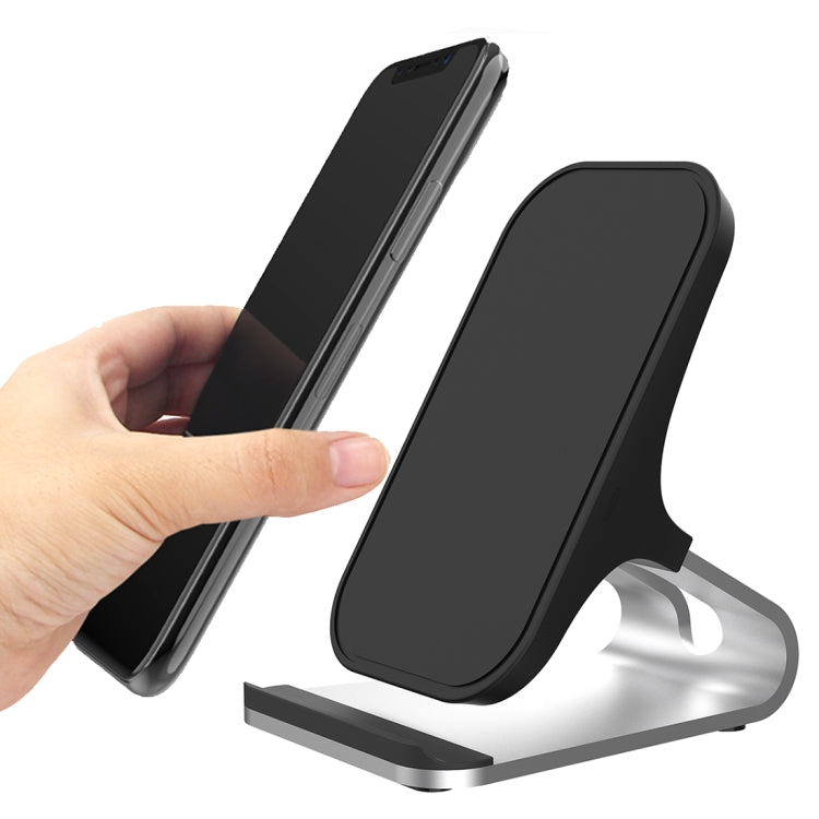 HAMTOD M5 15W Intelligent Dual Coil Design Qi Standard Holder Wireless Charger with Indicator Light, Support Fast Charging, M5 Silver, M5 Black