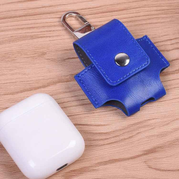 Creative Wireless Bluetooth Earphone PU Leather Protective Bag Anti-lost Storage Bag with Hook for Apple AirPods 1/2 (Earphone is not Included)