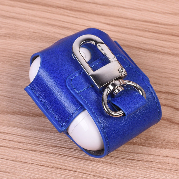 Creative Wireless Bluetooth Earphone PU Leather Protective Bag Anti-lost Storage Bag with Hook for Apple AirPods 1/2 (Earphone is not Included)