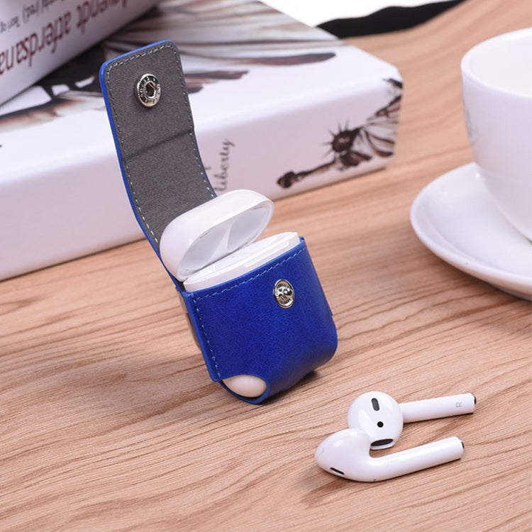 Creative Wireless Bluetooth Earphone PU Leather Protective Bag Anti-lost Storage Bag with Hook for Apple AirPods 1/2 (Earphone is not Included)