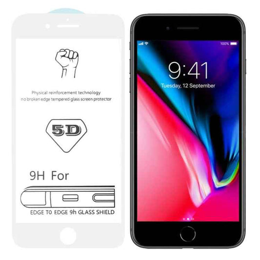 For iPhone 8 / 7 9H 5D White Full Glue Full Screen Tempered Glass Film