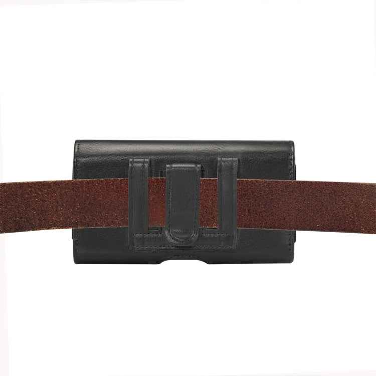 Lambskin Elastic Band Men 4.8 Inch Mobile Phone Universal Hanging Waist Leather Case with Card Slot