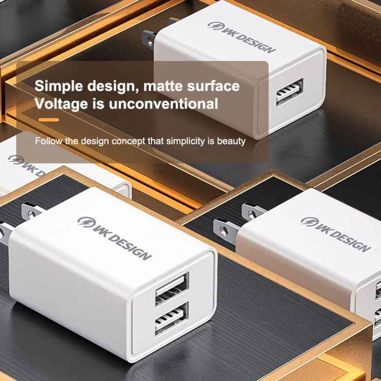 WK WP-U119 10W Dual USB Ports Travel Charger Power Adapter, US Plug