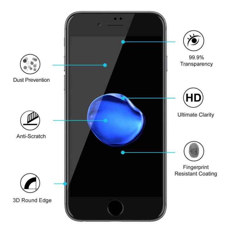 ENKAY Hat-Prince 0.26mm 9H Surface Hardness 6D Curved Edge Full Screen Tempered Glass Film for iPhone SE 2020 / 8 / 7